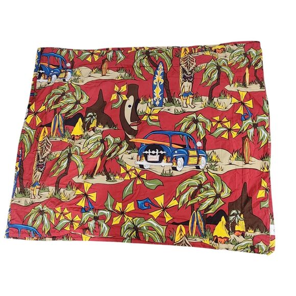 UHULA HAWAIIAN PILLOWCASE PALM TREES SURFBOARD SURF BEDDING TROPICAL BEACH CONDO - Picture 2 of 6